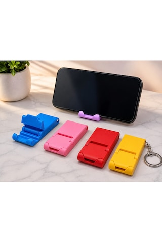 Veriqo 3d Katlanabilir Telefon Standı Mini Telefon Tutucu Katlanır Masaüstü Telefon Standı Anahtarlıklı Pembe