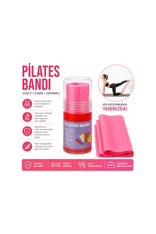 Pilates Bandı Direnç Lastiği Pembe Yoga Egzersiz Fitness Esneme Bandı Kutulu Çok Renkli