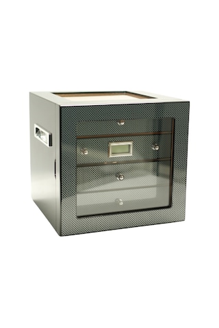 Premiumquality Recoleta Karbon Desenli Sedir Humidor Puro Kutusu - Tr9642