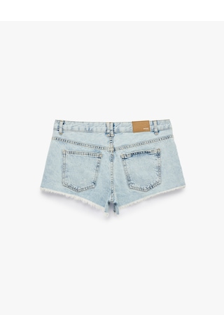 Koton Normal Bel Cepli Pamuklu Pis Paça Regular Fit Mikro Denim Şort Açık İndigo 6sal40242md