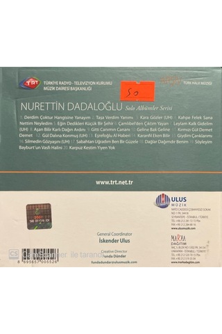 Plak Değildir Cd Dir Trt Arşiv Serisi 37 Nurettin Dadaloğlu Cd