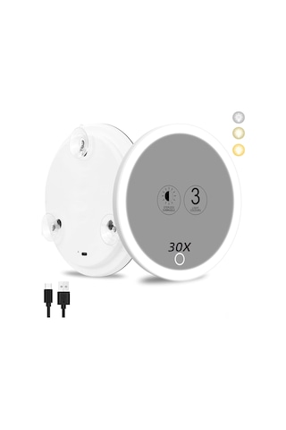 Aurora Hafif Zoom 360 Derece Dönen Braket Makyaj Aynası İle 6 İnçşarj Led Takviyebaşı Beyaz