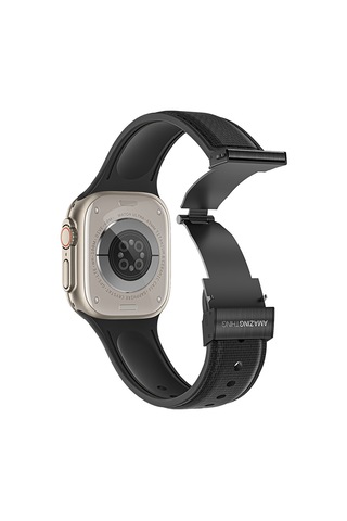 Watch 38mm Amazingthing Titan Swift Deri Dokulu Silikon Kordon Siyah