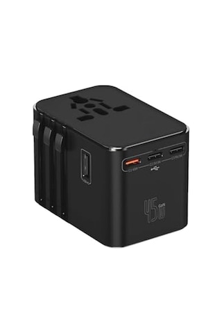 Universal Seyahat Priz Dönüştürücü Adaptör, 45w Şarj Cihazı, 2x Usb Girişi, 3x Type-c Girişi, Uluslararası G