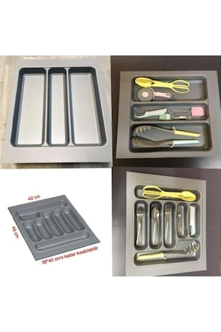 42/49 Cm 2'li Takım Cekmece Içi Kasıklık Ve Kepçelik Grı 38/40 Cm Kadar Kesılebılır 