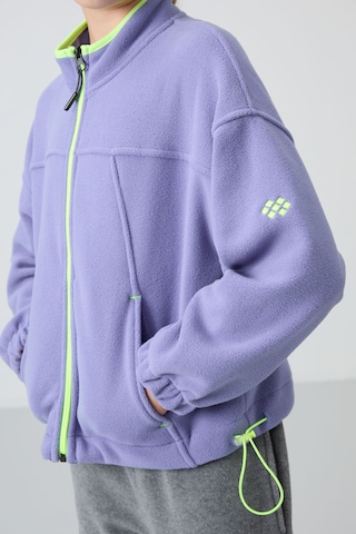 Tommy Life Eflatun Kalın Yumuşak Dokulu Standart Fit Nakışlı Polar Kız Çocuk Sweatshirt - 75157 Eflatun