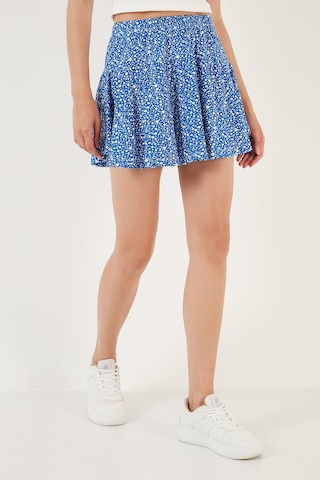 Lela Desenli Beli Lastikli Slim Fit Mini 2'Li Paket Bayan Şort Etek 5864024S2 Oranj-Saks