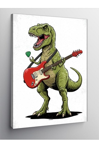 Kanvas Tablo Dinozor Ve Rock Gitar 70cmx100cm