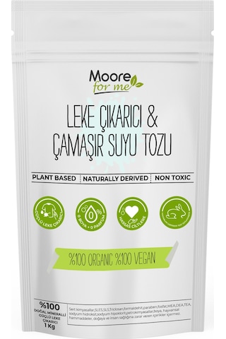 Moore For Me Doğal Mineralli Vegan Güçlü Leke Çıkarıcı ve Çamaşır Suyu Tozu 1 KG