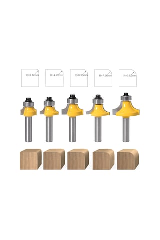 Mufunye Yüksek Kaliteli Alaşım 5'li Set: 8 Saplı Yuvarlak Köşe Freze, Keskin Ve Hassas Kenar İşleme, Makine Uyumlu Cnc Aletleri