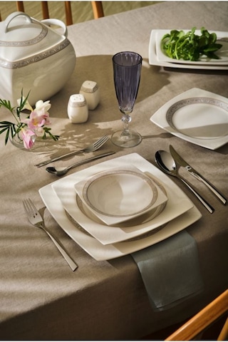 Emsan Fine Bone Dantel 60 Parça 12 Kişilik Yemek Takımı Kare