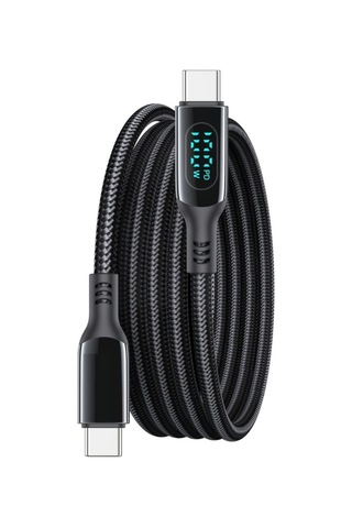 Type-c Type-c Dijital Göstergeli Örgülü Hızlı Şarj Ve Data Kablosu 100w 1 Mt.