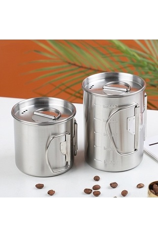 Bloomnest Katlanabilir Kulplu Kapaklı Kamp Kupası, Dağ Yürüyüşü Paslanmaz Çelik Çok Renkli Çok Renkli Çok Renkli