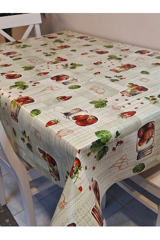 Elyaflı Pvc Muşamba - Desenli Silinebilir Masa Örtüsü Gri Fnt1231 Yeşil