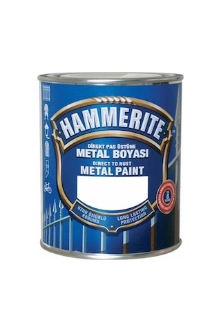 Hammerite Direk Pas Üstüne Metal Boyası 750Ml=1Kg Pürüzsüz Beyaz-