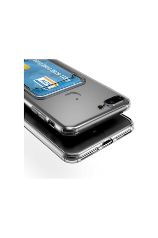 Apple Uyumlu iPhone 8 Plus Kılıf Kartlıklı Şeffaf Zore Setra Clear Silikon Kapak Renksiz