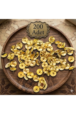 200 Adet Raptiye Metal Raptiye Sarı Raptiye Çivisi Gold Renk Rabtiye Sarı Gold Renk Dekoratif Çivi 0.2 MM