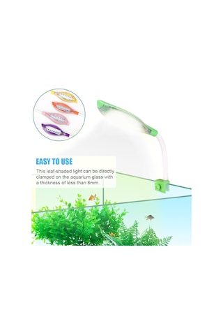 Yunboo Usb Beslemeli Yaprak Şekilli Akvaryum Led Lambası - Beyaz Ve Mavi Işık, Su Bitkileri İçin, 6mm Cam Uyumlu Mor