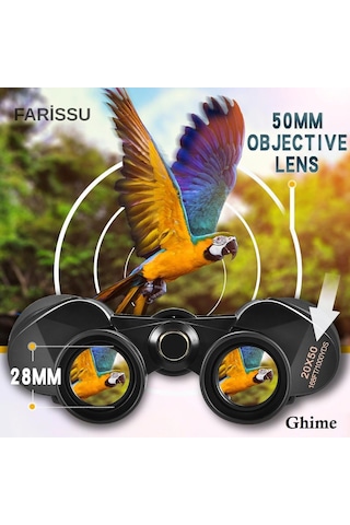 Kl65 20x50 Hd Dürbün Geniş Görüş Açısı, Yüksek Büyütme Kapasitesi Siyah