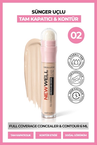 Full Coverage Concealer & Contour Sünger Uçlu Kapatıcı & Kontür 02 6 Ml 00