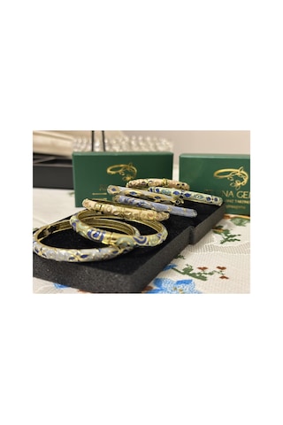 Aurelia Wave Luxe 24k Parıltılı Dalga Dokulu Çelik Bileklik Mavi