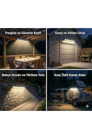 Güneş Enerjili Led Duvar Aydınlatma - Su Geçirmez, Uzun Ömürlü,sensörlü Dış Mekan Solar Lamba 100cm 100 Cm