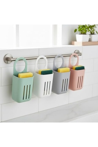 Askılı Lavabo Süngerliği Drenajlı, Delikli Tasarım, Mutfak & Banyo Düzenleyici 10 18 Cm Çok Renkli