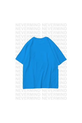 Nevermind Erkek Oversize Freedom Baskılı Erkek Tişört Yazlık Rahat Pamu Mavi