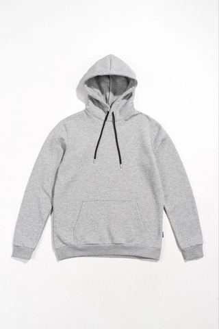 Primemagazam Kadın Kapüşonlu Kanguru Cepli 3 İplik Pamuklu Oversize Hoodie Sweatshirt - Gri Çeşitli