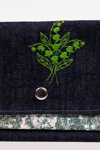 Fabric Craft Bag Kumaş Cüzdan Denim Çift Bölmeli 18x12 Cm Lacivert - Yeşil