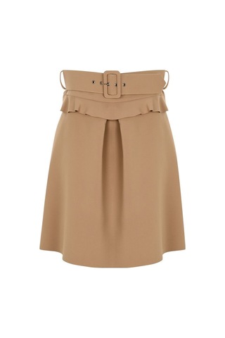 Kadın Yüksek Bel Pileli Etek Frn4050 CAMEL