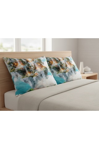 Artunhome Poplin Dijital Baskılı Yastık Kılıfı Seti 2 Adet 50x70 Cm %100 Pamuk Art20120042 Çok Renkli