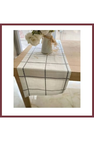 Storeşahin Belena Kahve Çizgili Tek Runner 30/130 Cm Masa Örtüsü Runneri Shn0720