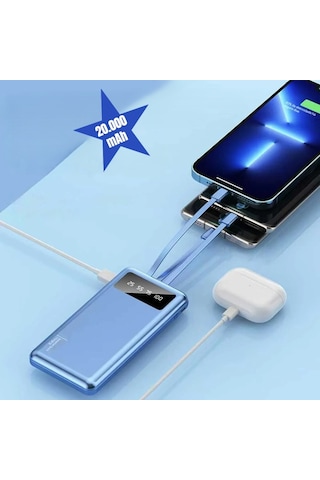 Kendinden Kablolu 20.000 Mah Powerbank Çok Renkli