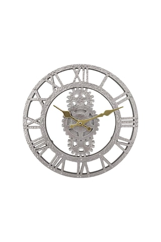 Homyl 12 Inç Dekoratif Kuvars Yuvarlak Saatler Dış Duvar Saati Gümüş
