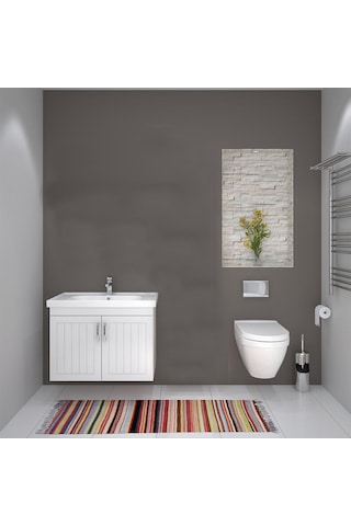 Turkuaz Seramik Frame Etajerli Lavabo 80 x 45 CM Ve Lotus 80 Alt Modülü
