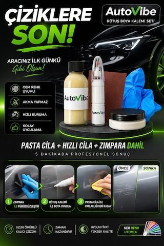 Peugeot Rötuş Boya Kalemi Seti M0m1 Olivine Green Zeytin Yeşili Pasta Cila Hızlı Cila Zımpara Set