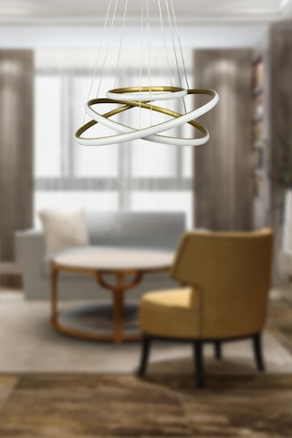 Rings 3'lü Eskitme Renk Modern Tasarım - Yatak Odası-salon-çocuk Odası-mutfak Beyaz Led Sarkıt Avize Eskitme