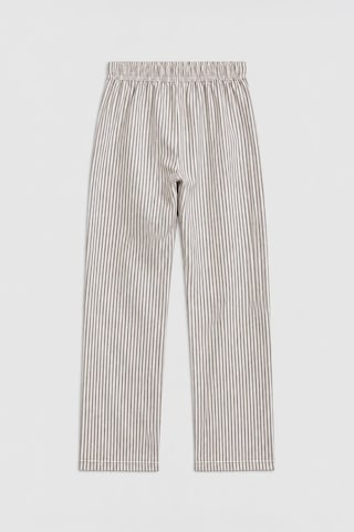 Markapia Erkek Çizgili %100 Pamuk Pijama Altı Ekru