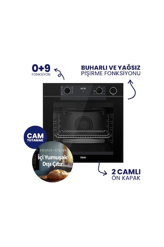 Ferre Steamart-Fryart-Silentart Serisi Siyah Set QEP64CS+SS205+D086-SA Emaye Izgara