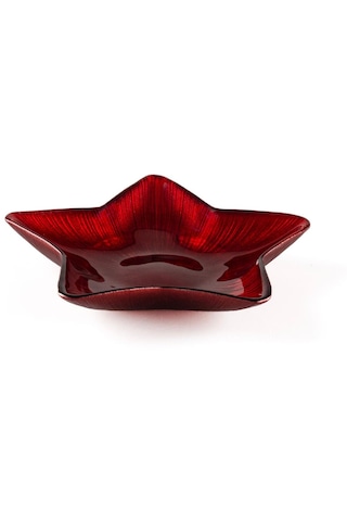 1 Adet Çoban Yıldızı Kırmızı Çerezlik Sunum Tabağı 15cm