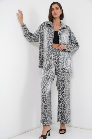 Bigdart 6699 Leopar Desenli Alt Üst Takım - Gri