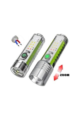 El Feneri 8 Mod Şarjlı Fosforlu Mıknatıslı Led El Feneri