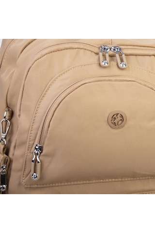 Nas Bag Unisex Büyük Boy Hafif Çok Gözlü Sırt Çantası Kum Kum - Bej