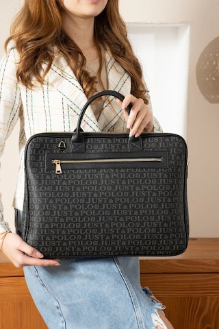 Just Polo Kadın Monogram Desenli Büyük Boy Laptop Çantası 342206mh Kahverengi