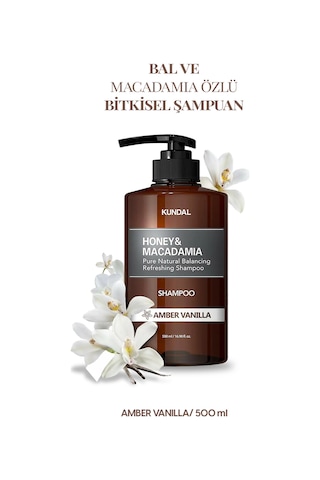 Kırılma Karşıtı Besleyici Bakım Şampuanı Kundal Honey & Macadamia Nature Shampoo 500ml Amber Vanilla