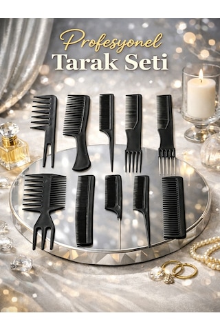 Mükemmel Saç Tarağı Seti 10'lu - Kuaför Tipi Kesim, Fön, Şekillendirme Ve Ayırma İçin Tam Set Diğer