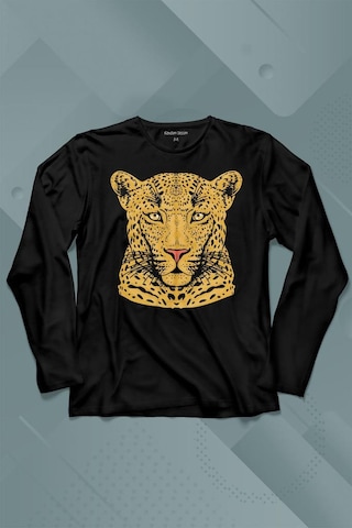 Leopard Face Çıta Lepoar Yüzü Lion Head Uzun Kollu Tişört Baskılı Çocuk T-shirt 001