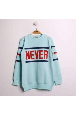 Toontoy Kız Çocuk Sweatshirt Never Baskı Su Yeşil