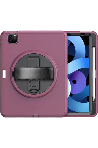 Apple iPad Uyumlu Pro 11 2018 Kılıf Hand Strap Tablet Kılıfı - Mürdüm Arka Kapak